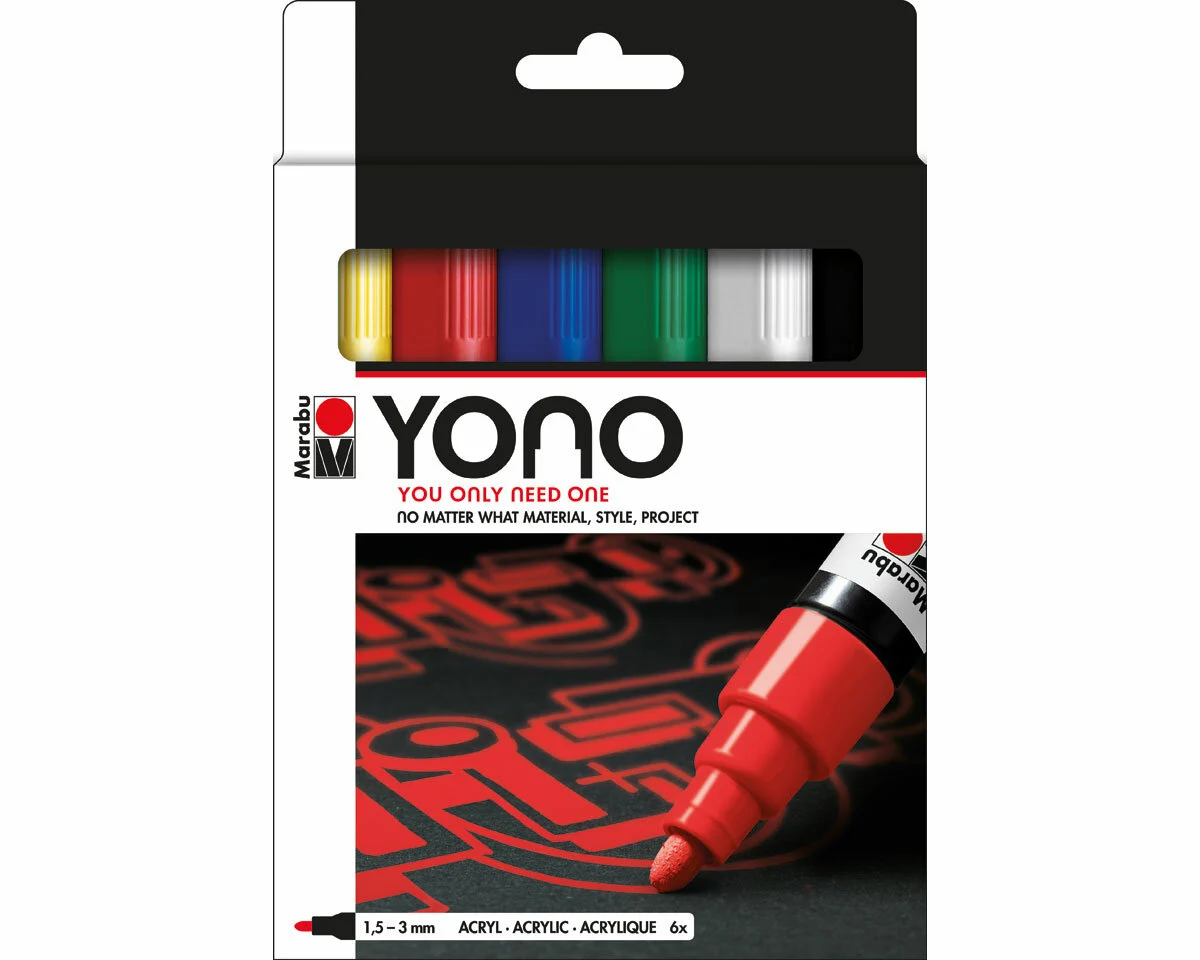 6er Set Acrylmarker YONO mit Rundspitze, Marabu