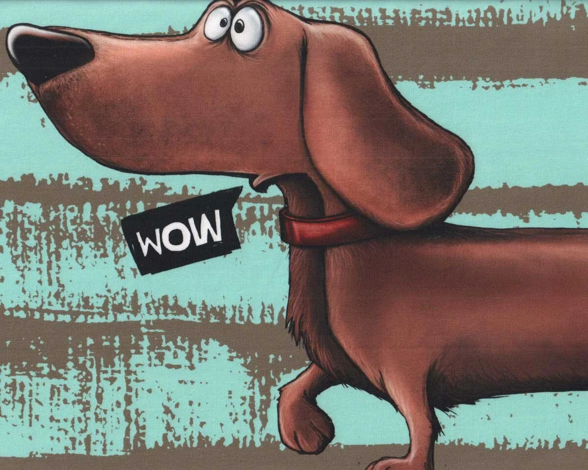 85-cm-Panel Sweatstoff DACHSHUND BERNY by Thorsten Berger, Dackel, mintgrün