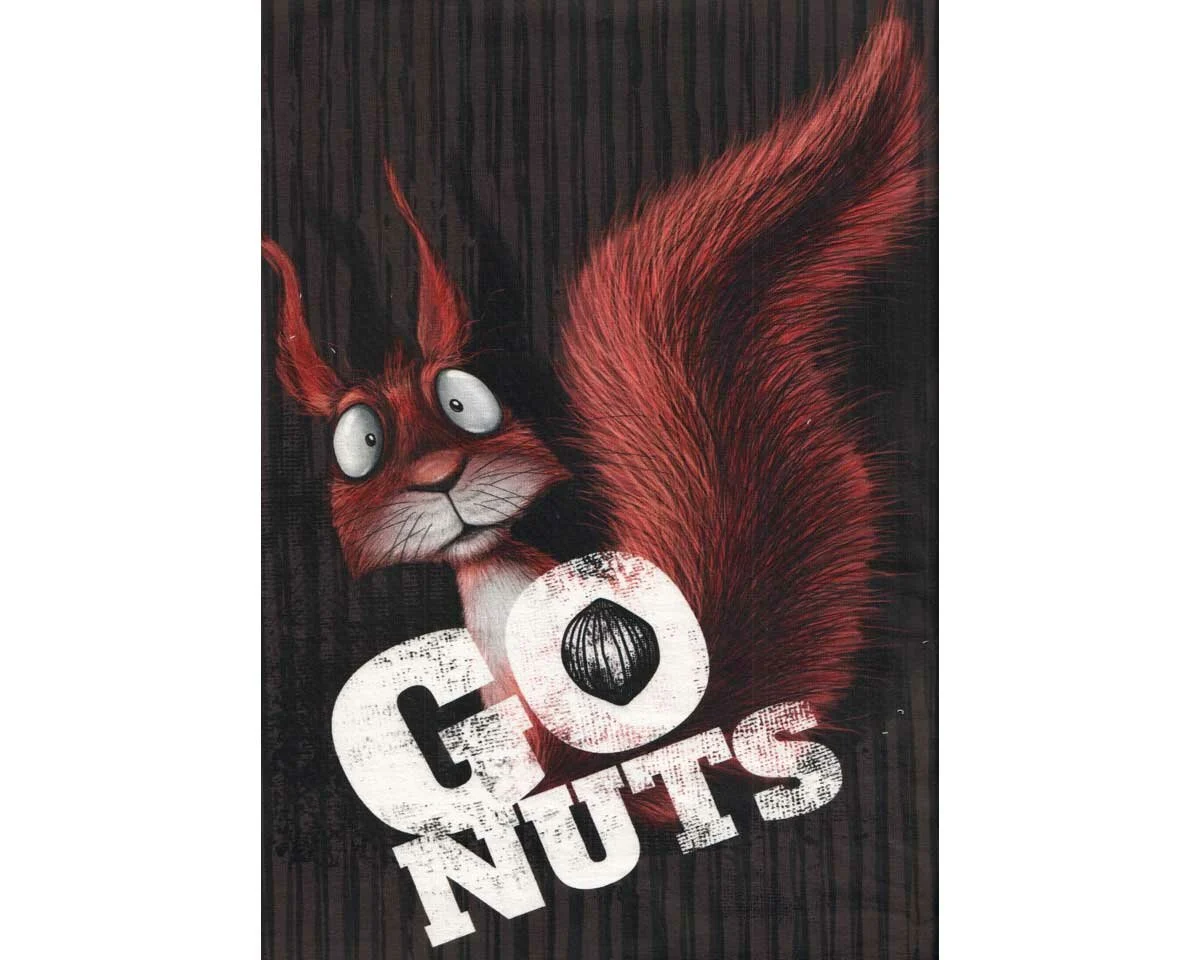 85-cm-Panel Sweatstoff GO NUTS by Thorsten Berger, Schrift, dunkelbraun