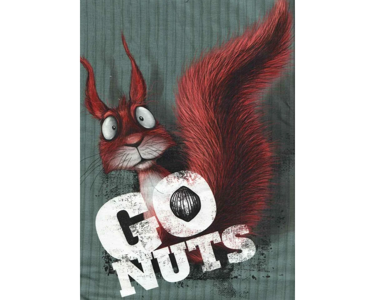 85-cm-Panel Sweatstoff GO NUTS by Thorsten Berger, Schrift, taubenblau