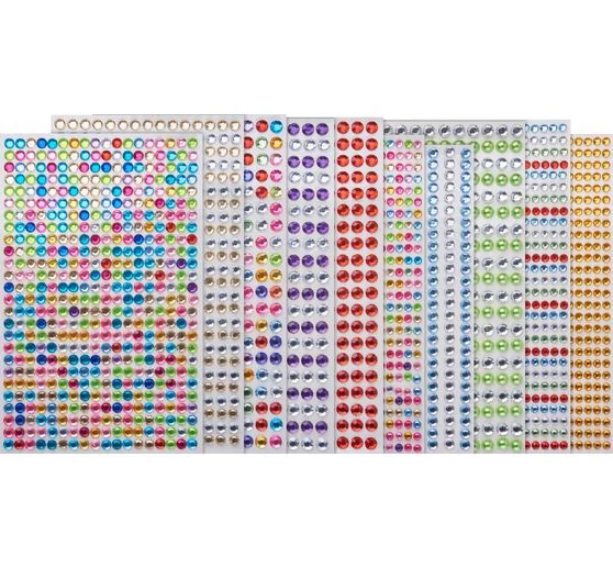 Strass-Stein-Sticker sortiert, Ø 4-6mm