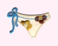 Applikation Bikini-Slip bestickt, beige-braun-petrol