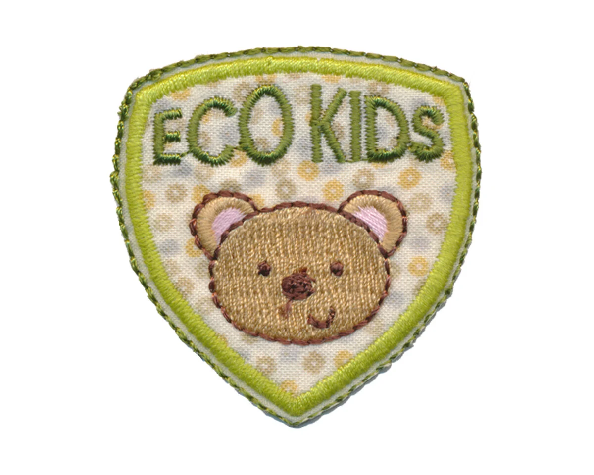 Applikation ECO KIDS, Teddy-Kopf mit Schriftzug, hellgrün