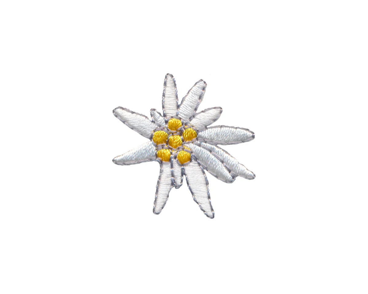 Applikation EDELWEIß, Blüte mit Hochblättern, weiß-gelb