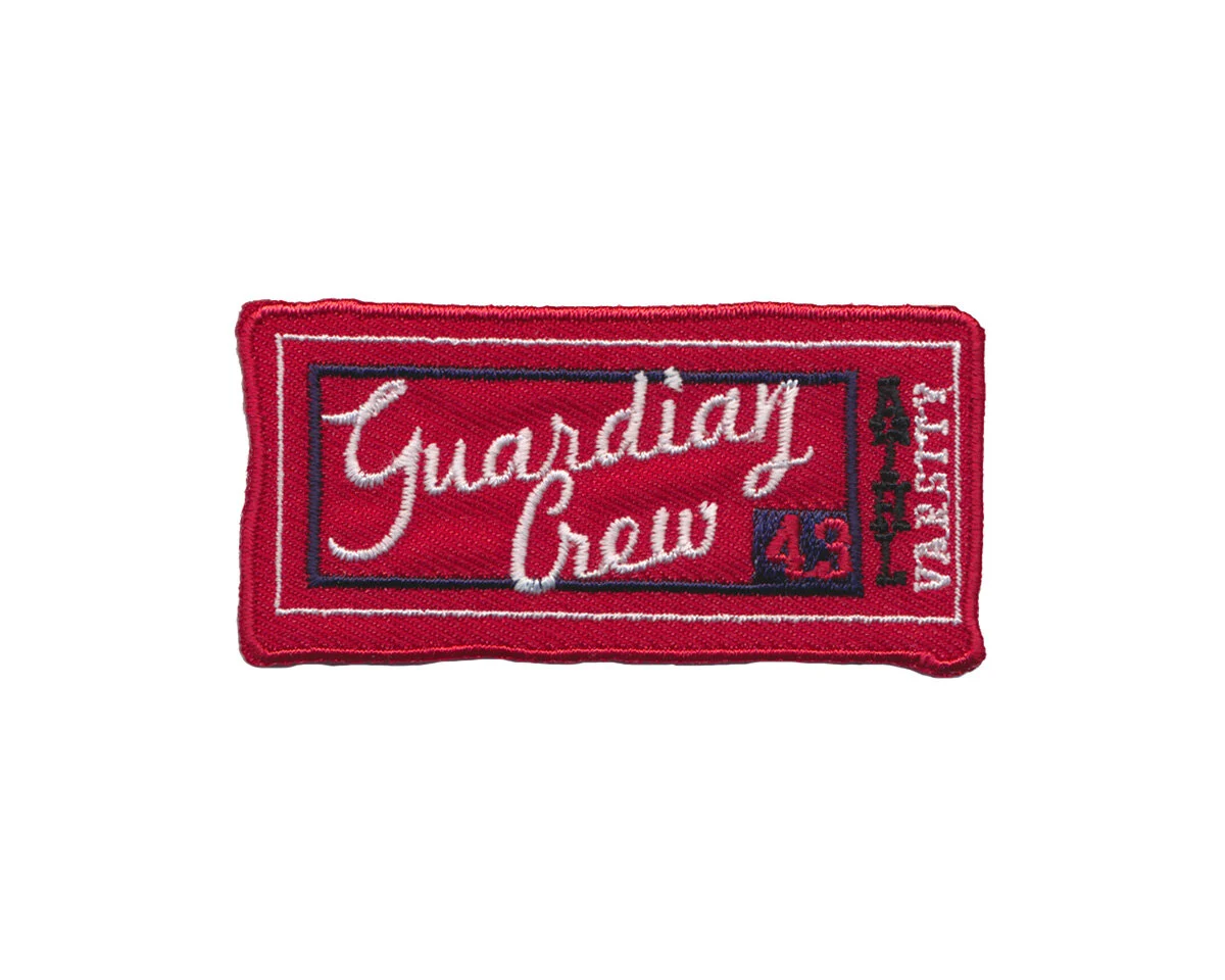 Applikation GUARDIAN CREW, Label mit Schriftzug, rot-weiß