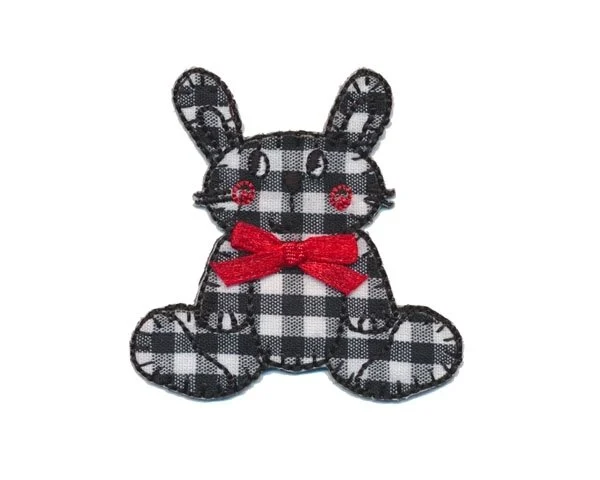 Applikation HASE KARO, karierter Hase, schwarz-weiß