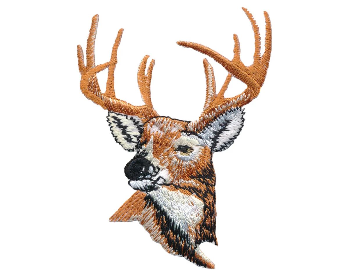 Applikation IMPRESSIVE DEER, Hirschkopf mit großem Geweih, braun