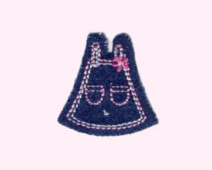 Applikation Jeanskleid, dunkles jeansblau-rosa