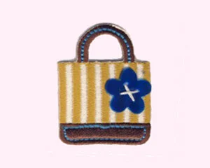 Applikation Strandtasche mit Blume, beige-braun-petrol