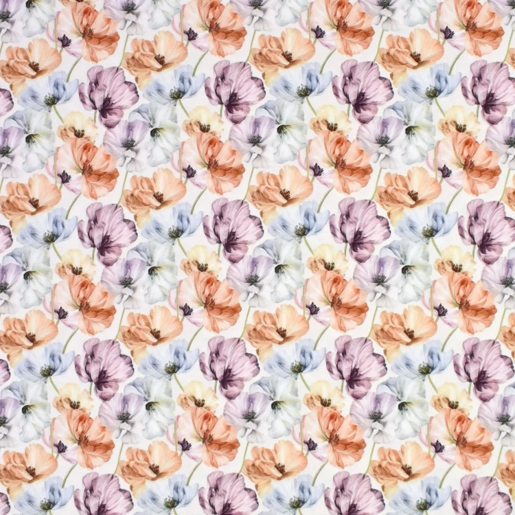 Bambus Jersey Faded Flowers, wollweiß