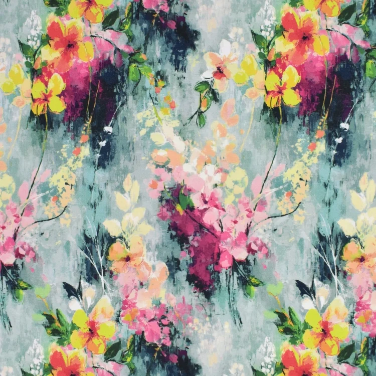 Bambus Jersey Flower Bouquet, blasspetrol