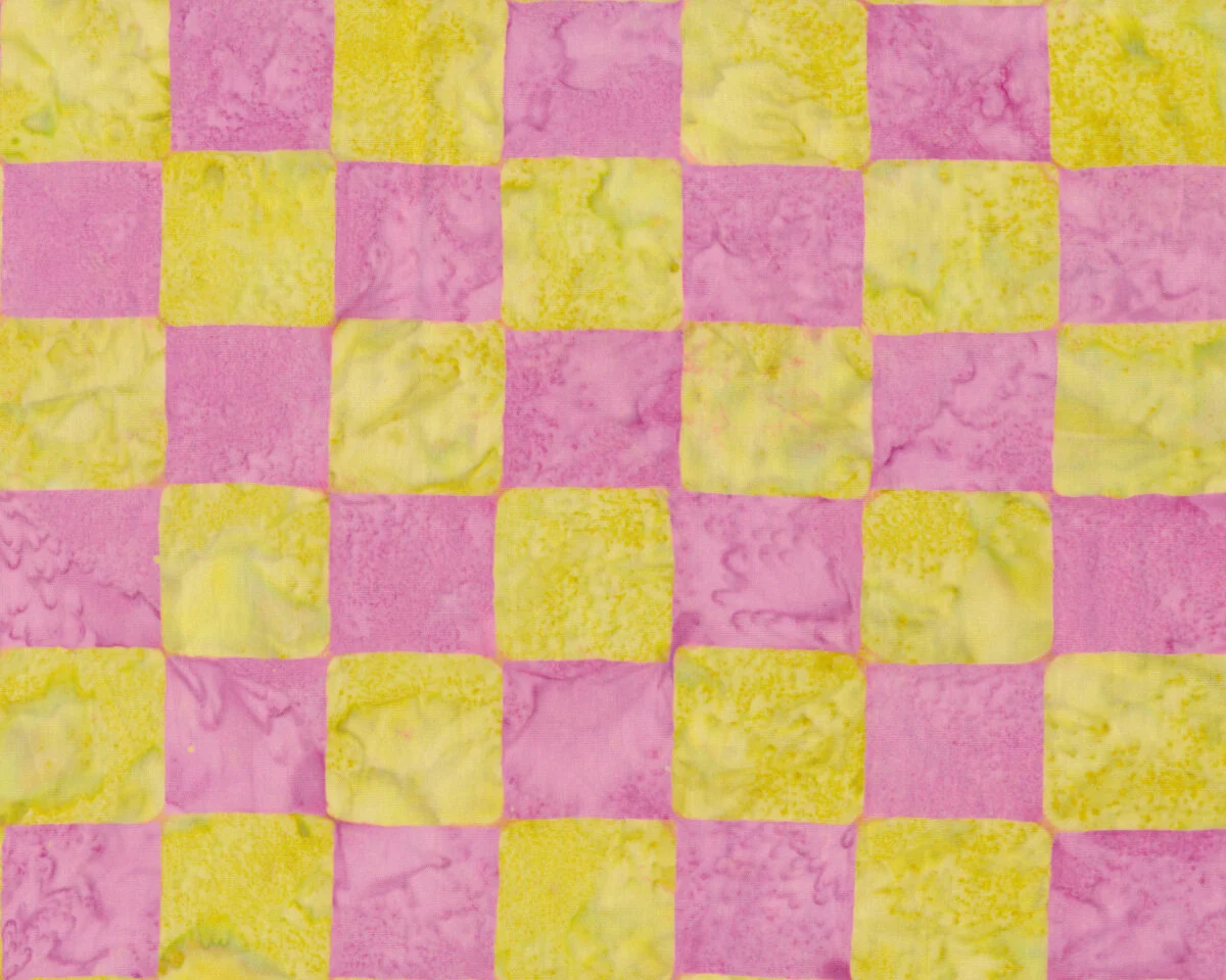 Batik-Patchworkstoff ARTISAN BATIKS, Karo, rosa-pastellgelb