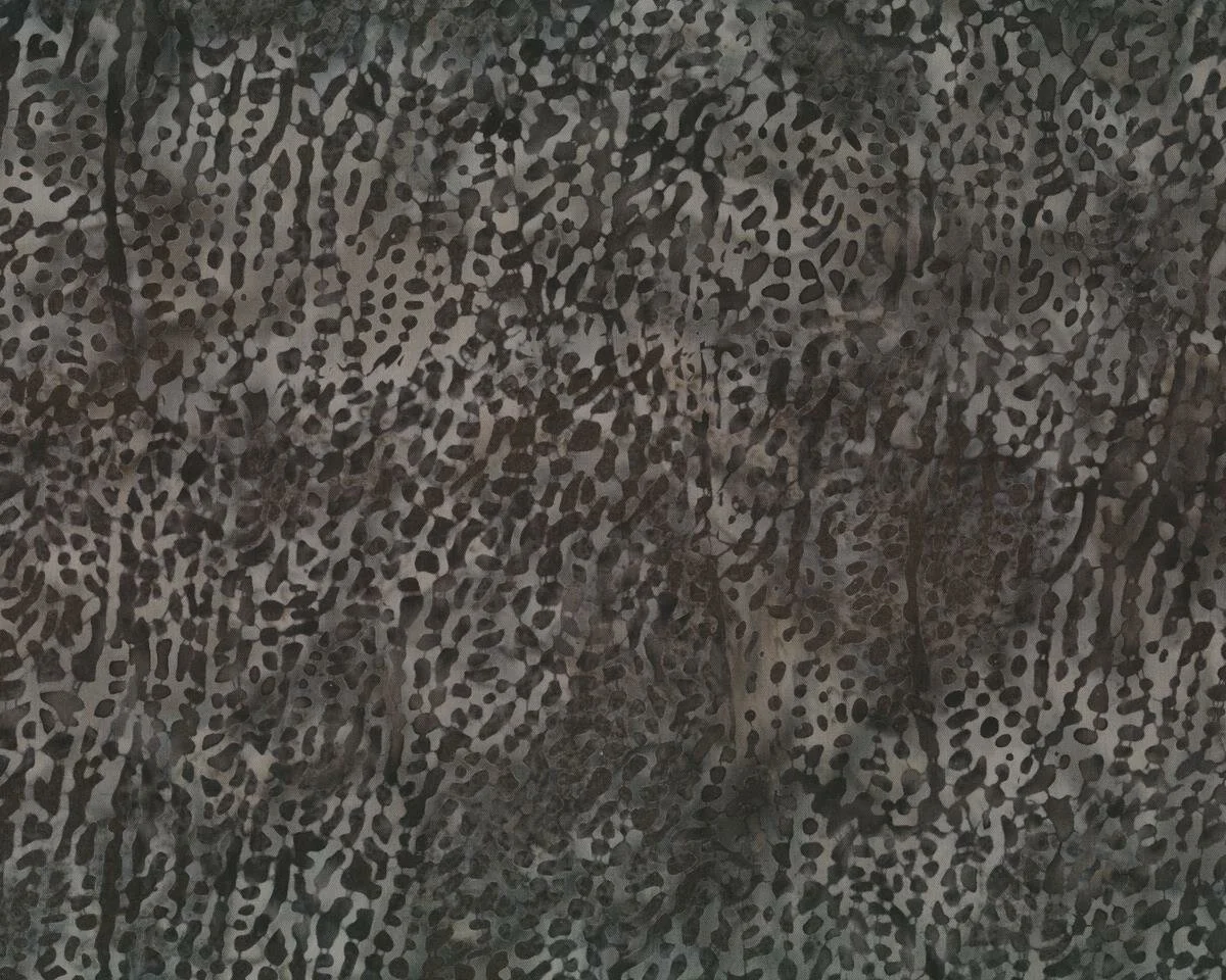 Batik Patchworkstoff BALI WATERFALLS, handgefärbt, Tupfen-Muster, dunkelbraun-steingrau