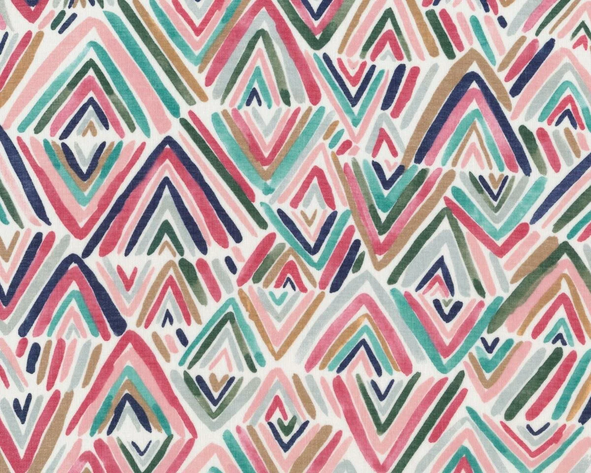 Batist, Organic Cotton FROLIC, Zackenmuster, gebrochenes weiß-lachsrosa