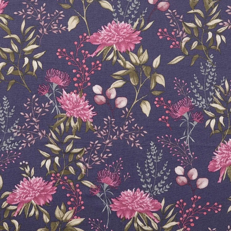 Baumwoll Cretonne Flowers, violett