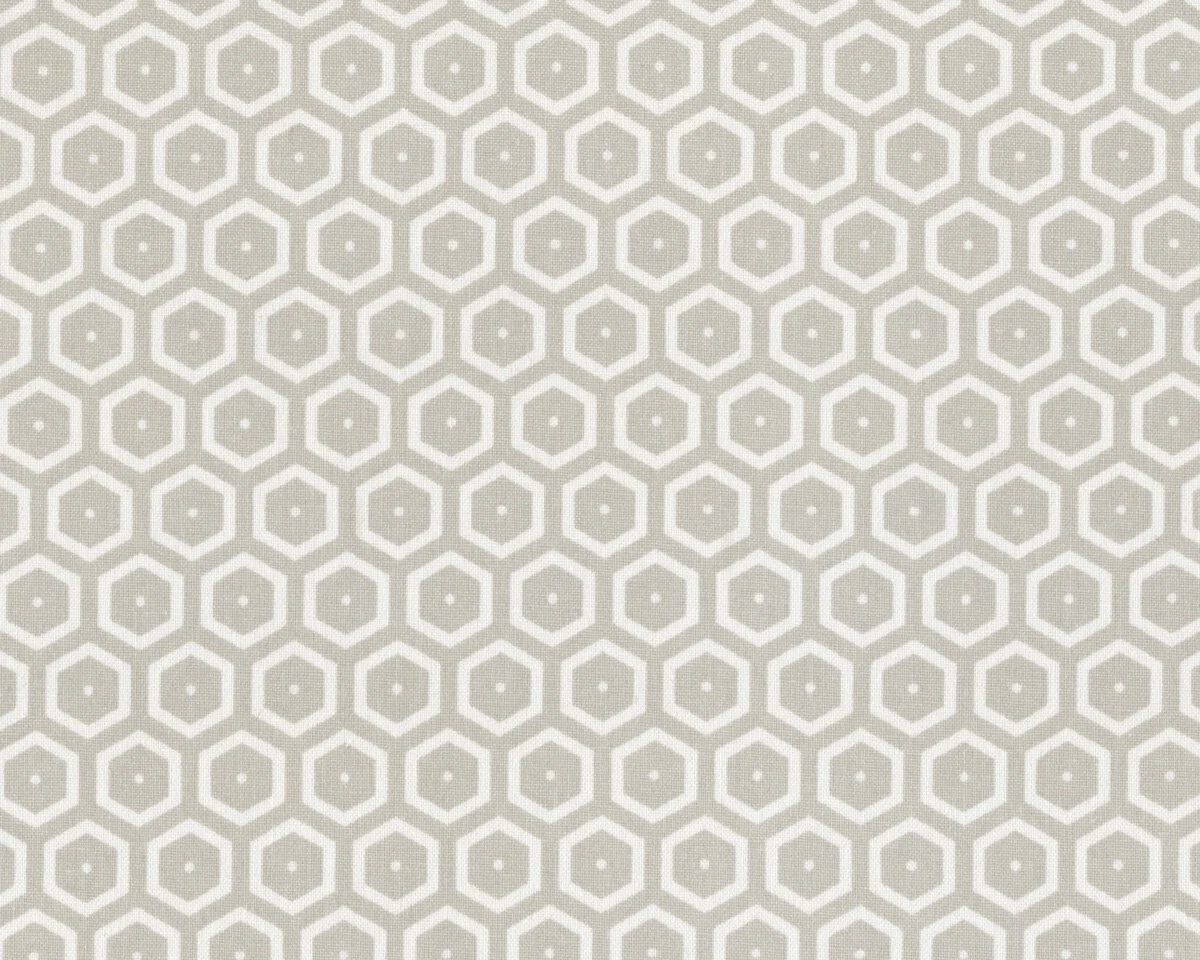 Baumwoll-Dekostoff BEES, Hexagons, natur dunkel