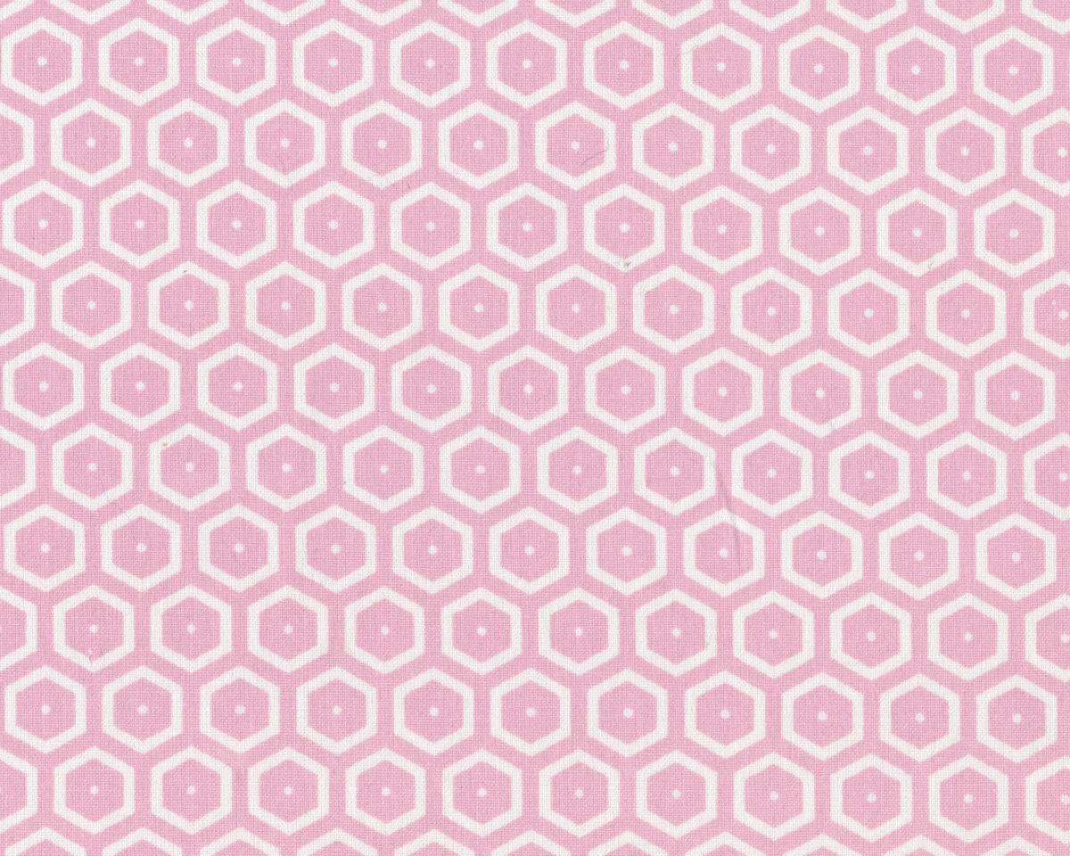 Baumwoll-Dekostoff BEES, Hexagons, rosa