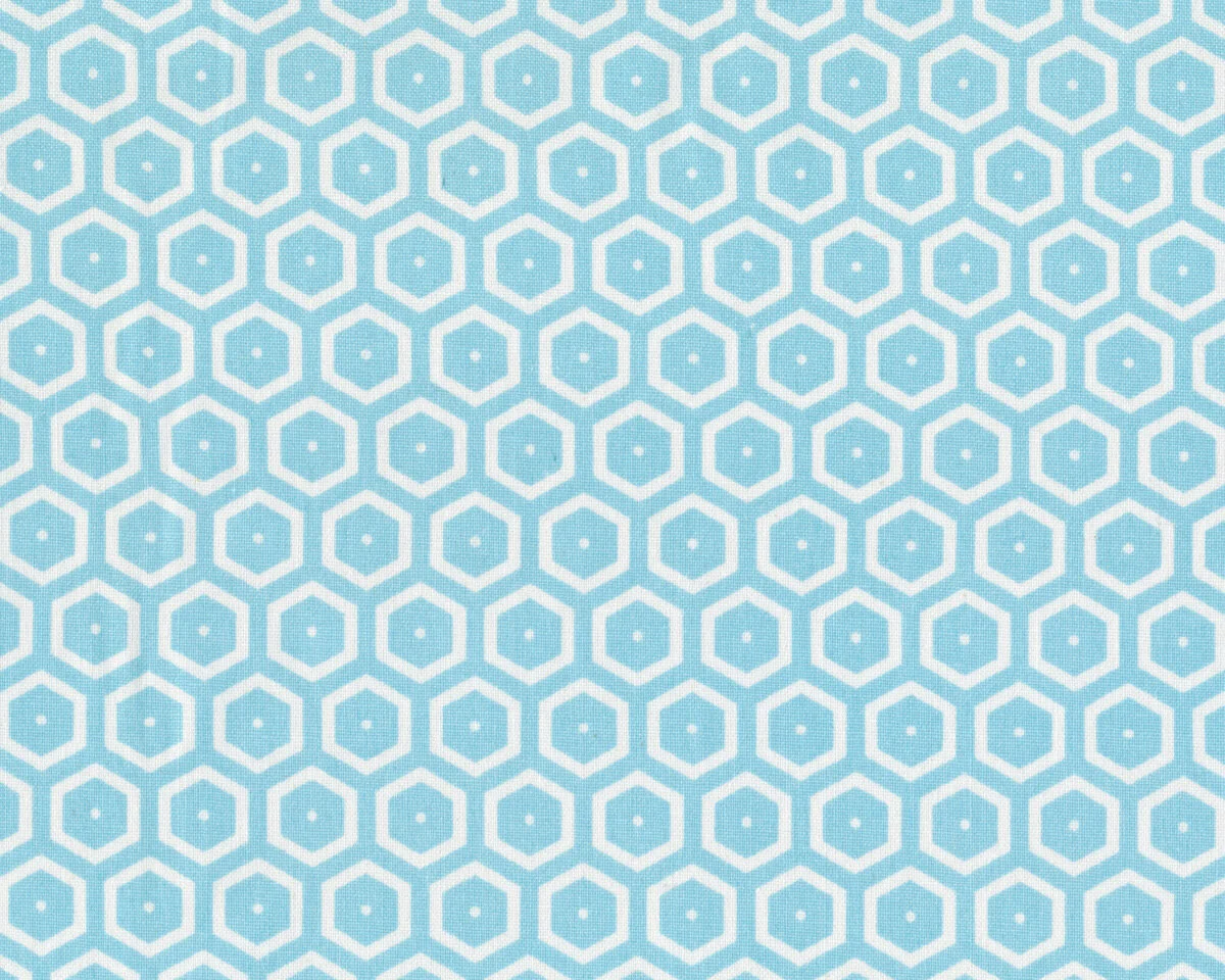 Baumwoll-Dekostoff BEES, Hexagons, türkis