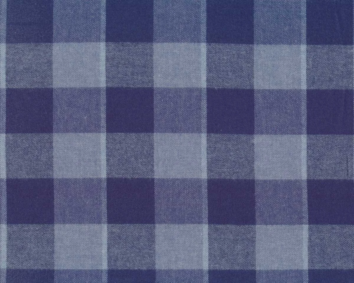 Baumwoll-Flanellstoff MAVERICK, Karomuster, hellblau-dunkelblau