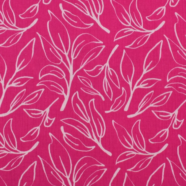 Baumwoll Musselin Blumenranken, pink