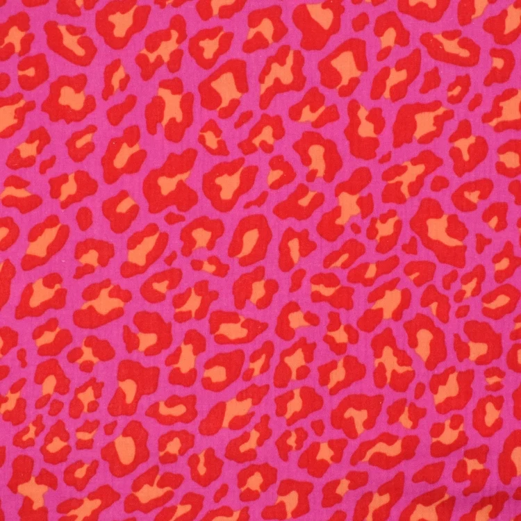 Baumwoll Musselin Colorful Leo, pink