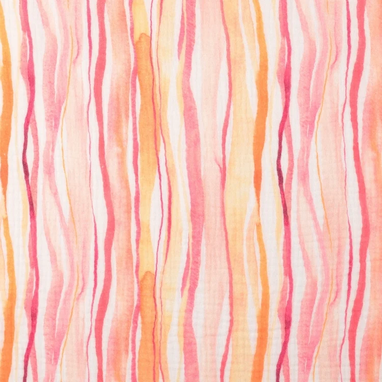 Baumwoll Musselin Colour Stripes, rosa