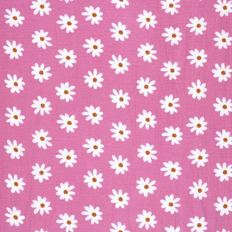 Baumwoll Musselin Daisy dunkelrosa