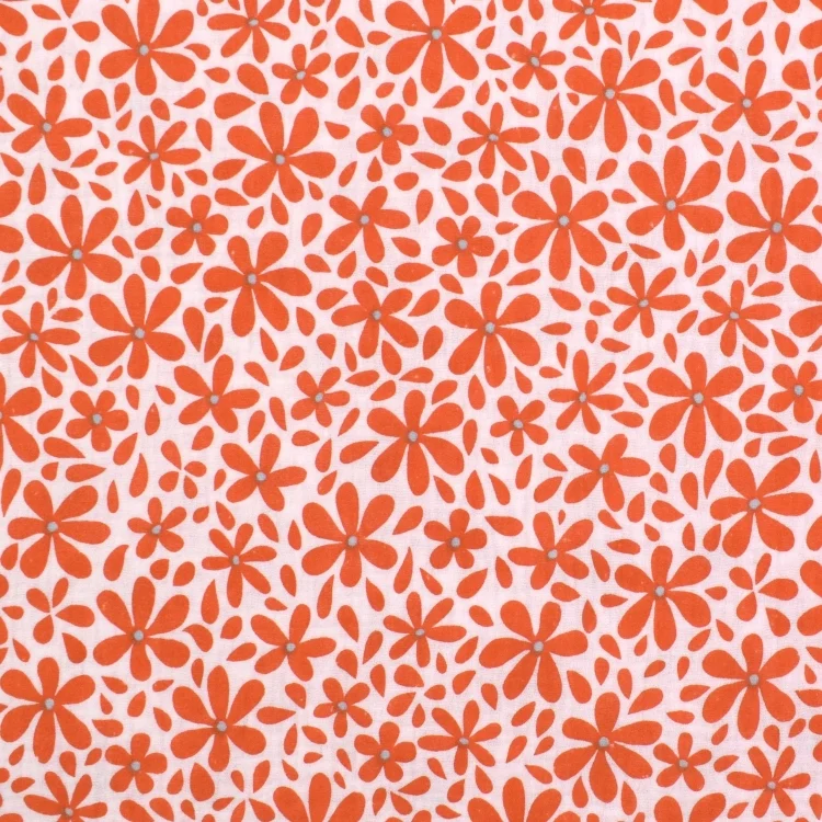 Baumwoll Musselin Flowers, orange
