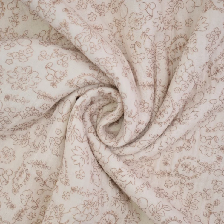 Baumwoll Musselin Fruits & Flowers 250cm, braun