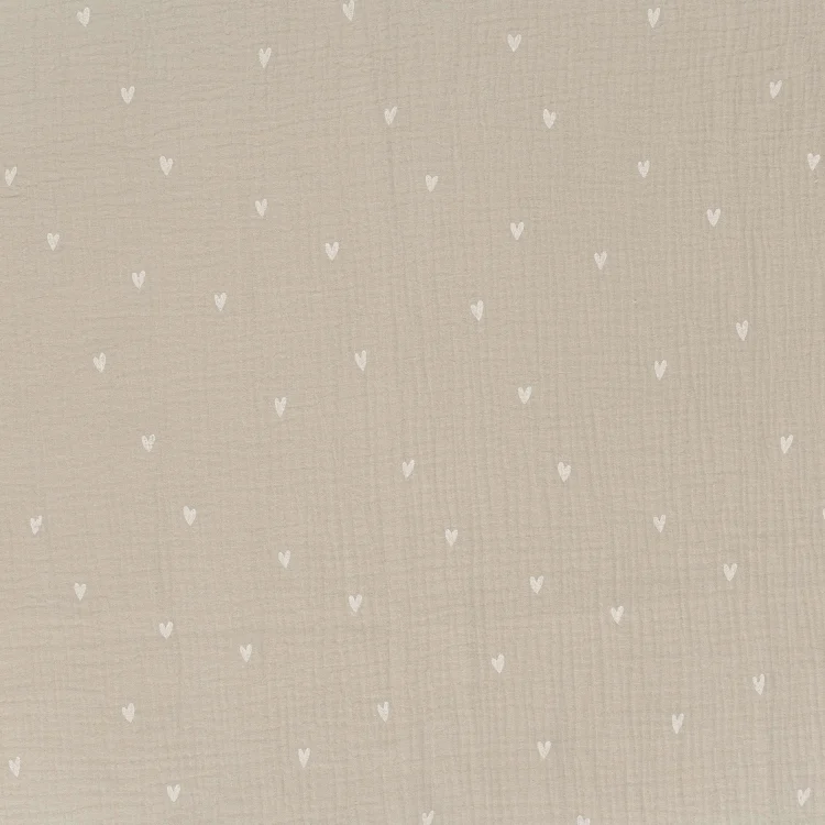 Baumwoll Musselin Herzen, beige