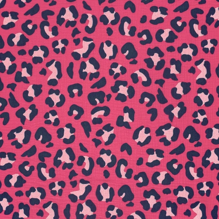Baumwoll Musselin Leopard, pink