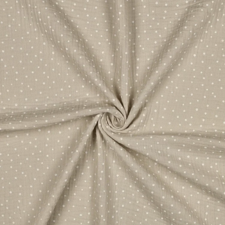 Baumwoll Musselin Little Dots, greige