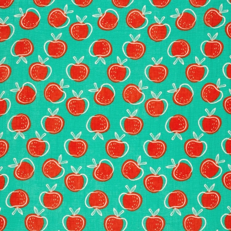 Baumwoll Musselin Lovely Apple, aqua