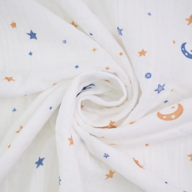 Baumwoll Musselin Moon & Stars 250cm, weiß