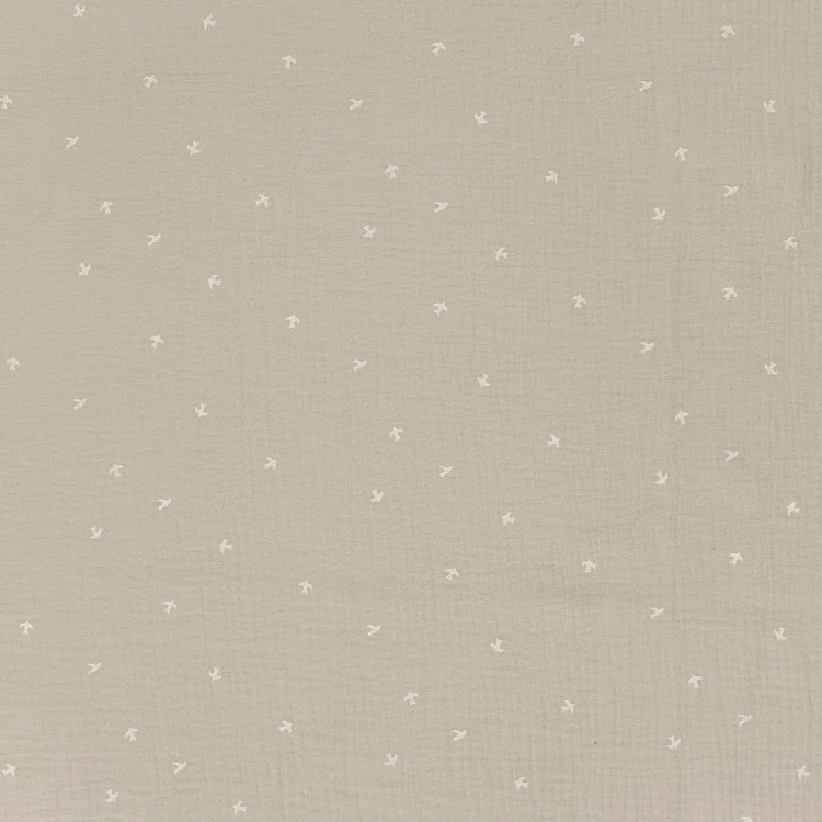 Baumwoll Musselin Vögel, beige