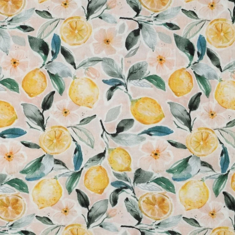 Baumwoll Musselin Zitronen, apricot