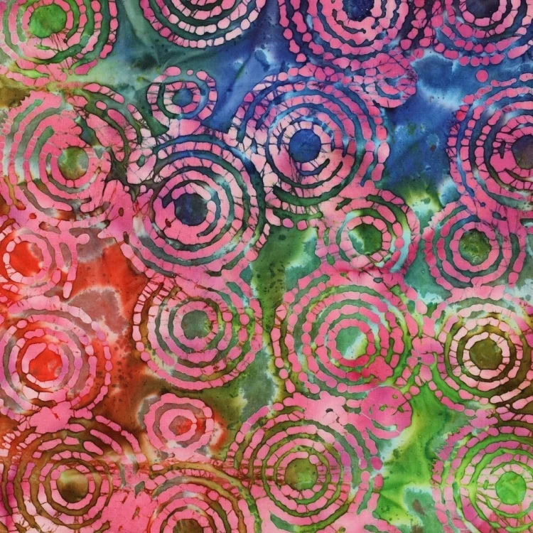 Baumwoll Popeline Batik Circles, multicolor