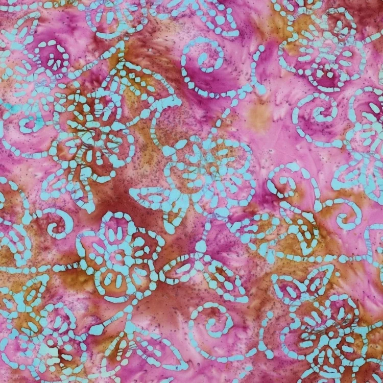 Baumwoll Popeline Batik Flowers, beere