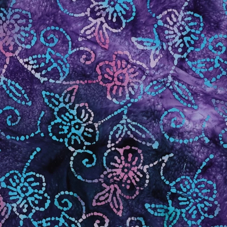 Baumwoll Popeline Batik Flowers, lila