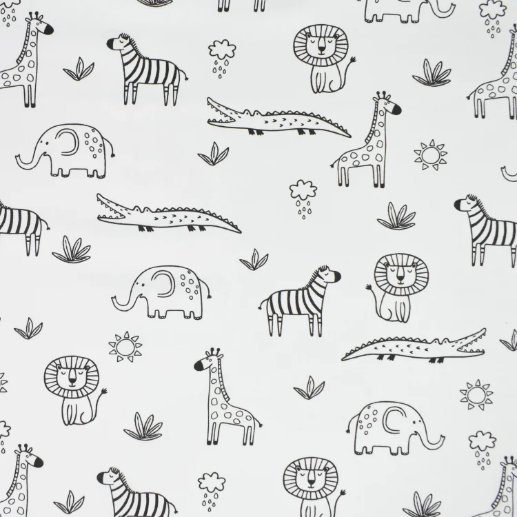 Baumwoll Popeline Cartoon Animals, weiß