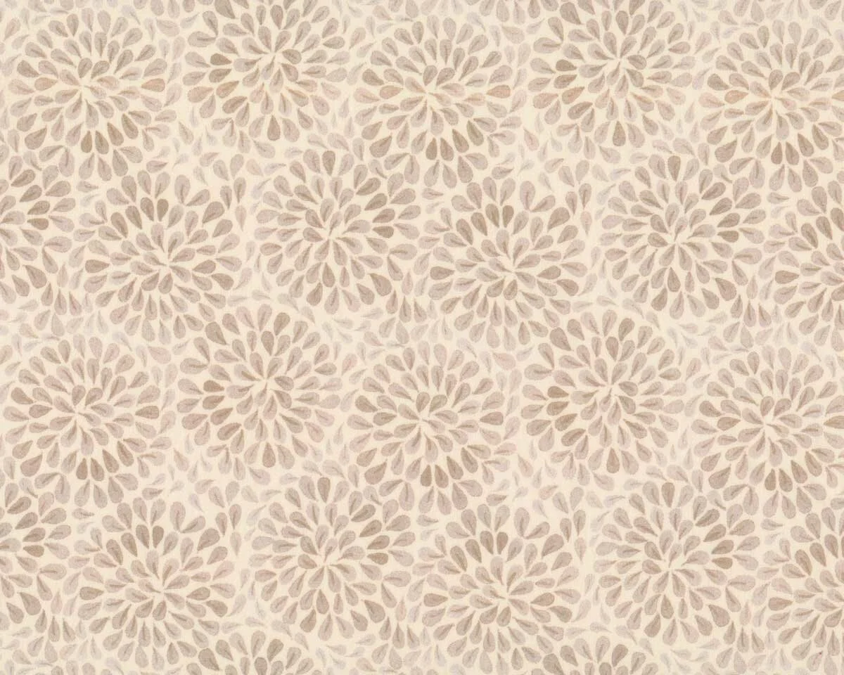 Baumwoll-Popeline EMILIE, Blätter-Kreise, hellbeige-braun, Hilco