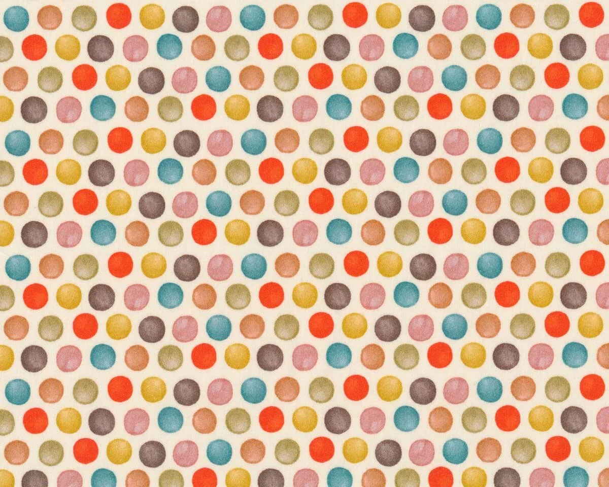 Baumwoll-Popeline EMILIE, bunte Punkte, creme, Hilco