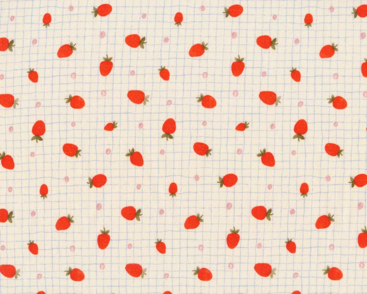 Baumwoll-Popeline EMILIE, Erdbeeren, creme-rot, Hilco