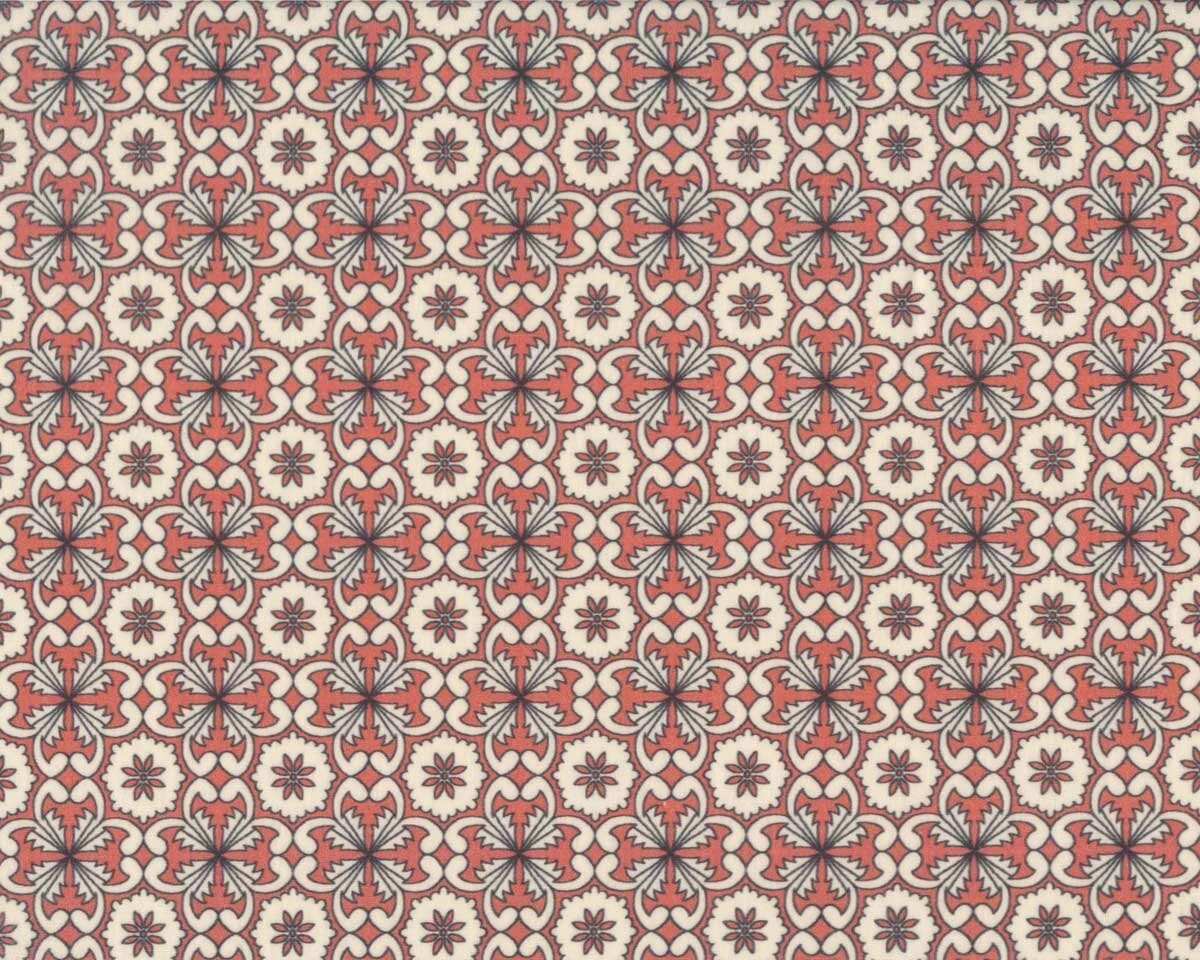Baumwoll-Popeline EMILIE, Knospen-Ornament, lachsrot, Hilco