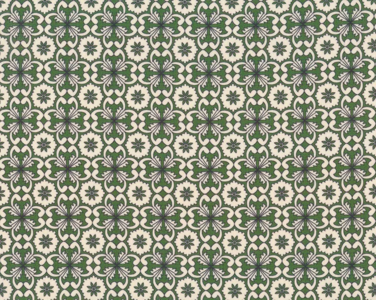 Baumwoll-Popeline EMILIE, Knospen-Ornament, moosgrün, Hilco