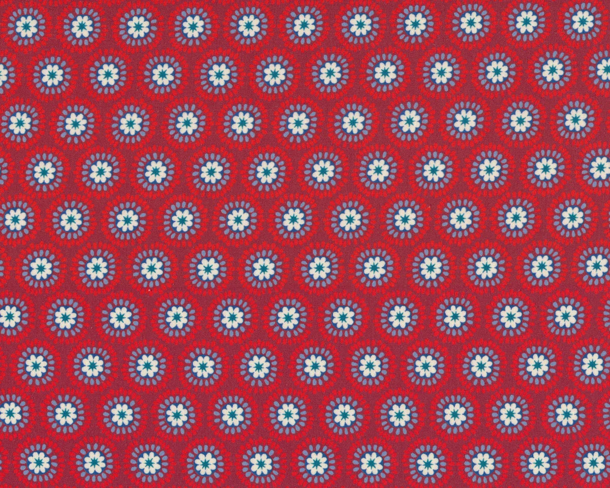 Baumwoll-Popeline EMILIE, Kreisblüten, rot, Hilco