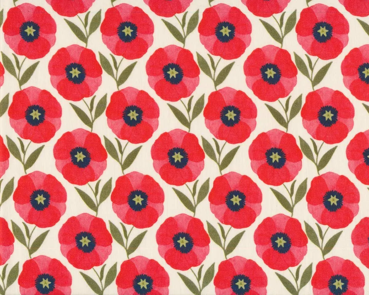 Baumwoll-Popeline EMILIE, Mohnblumen, rot, Hilco