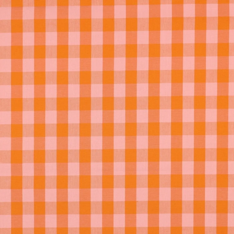 Baumwoll Popeline Karos, orange