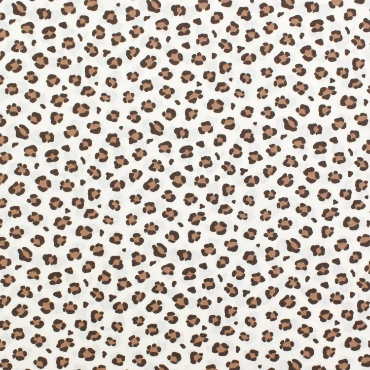 Baumwoll Popeline Leopard, creme