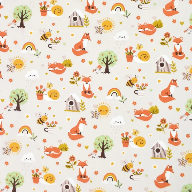 Baumwoll Popeline Little Fox, natur